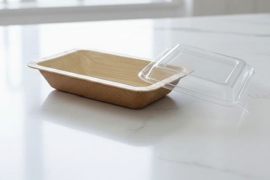 750ml Palm Leaf Containers with Recyclable rPET Lids