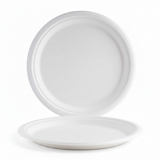 9" Round Sugarcane Bagasse Plates - Large(23cm)