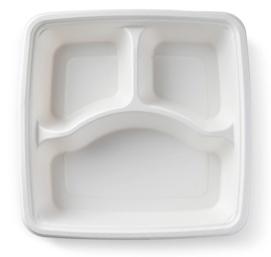 3 Compartment Meal Plate - Deep (White)