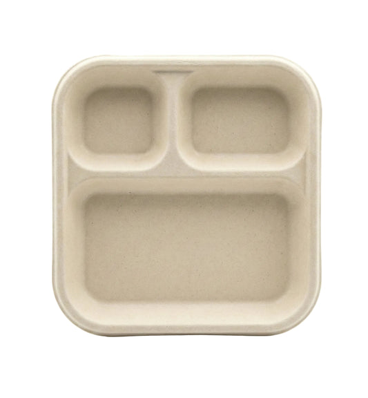 Sugarcane Bagasse - 3 Compartment Meal Plate