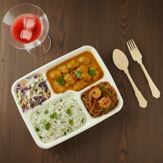 4 Compartment Meal Plate - Deep (White)