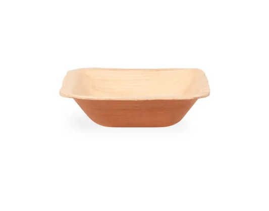 4" Square Deep Palm Leaf Bowl