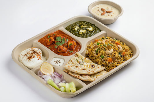 Sugarcane Bagasse - 5 Compartment Meal Plate