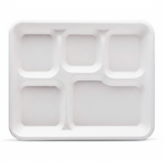 5 Compartment Meal Plate , Regular (White)