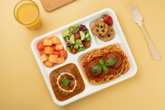 5 Compartment Meal Plate , Regular (White)