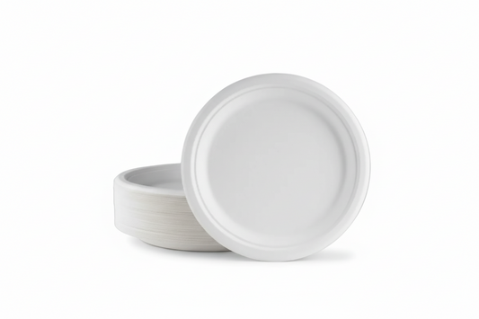 7" Round Sugarcane Bagasse Plates - Small (18cm)