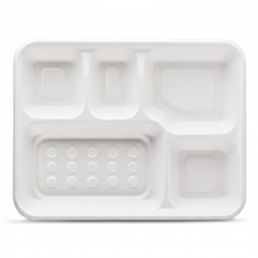 5 Compartment Meal Plate - Deep (White)