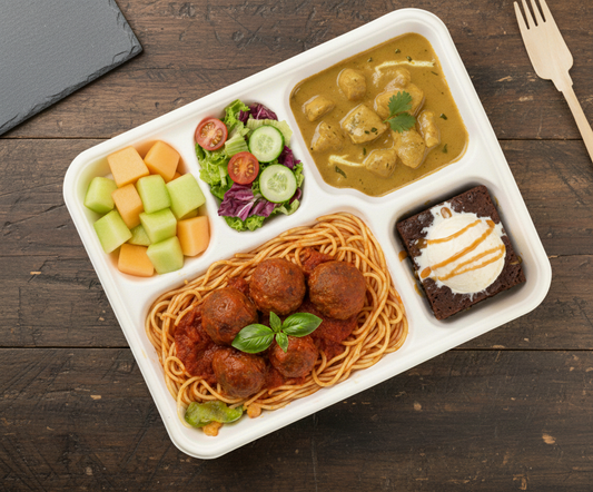 5 Compartment Meal Plate - Deep (White)
