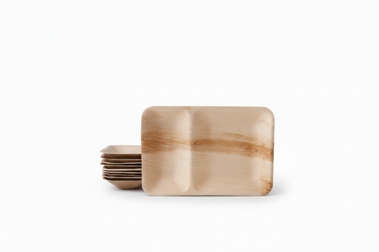 10.5x7 Areca Palm Leaf Rectangle Partition Plate