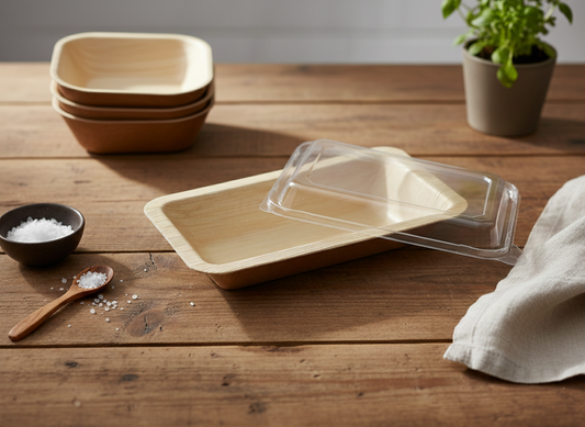 750ml Large Palm Leaf Container with RPET Lid