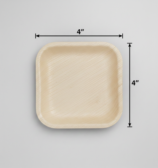 Small 4" (10cm) Square Palm Leaf Plate