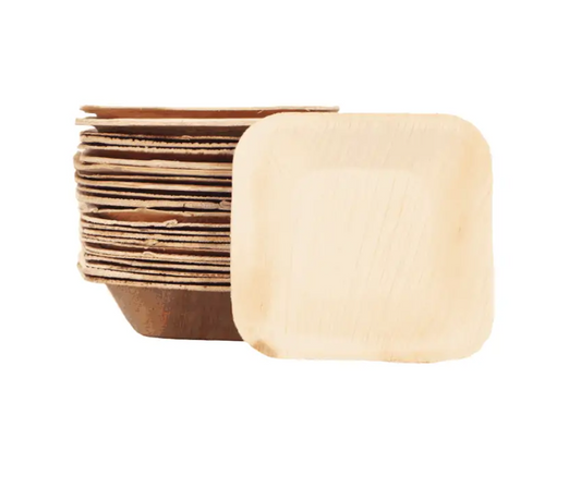4" Square Deep Palm Leaf Bowl