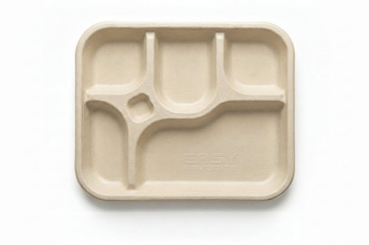 Sugarcane Bagasse - 5 Compartment Meal Plate