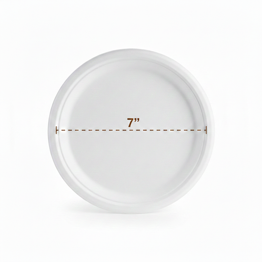 7" Round Sugarcane Bagasse Plates - Small (18cm)