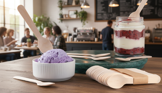 Disposable Wooden Dessert Spoons (11cm) - Round