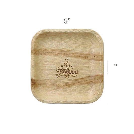 Happy Birthday - 6" Palm Leaf Plates