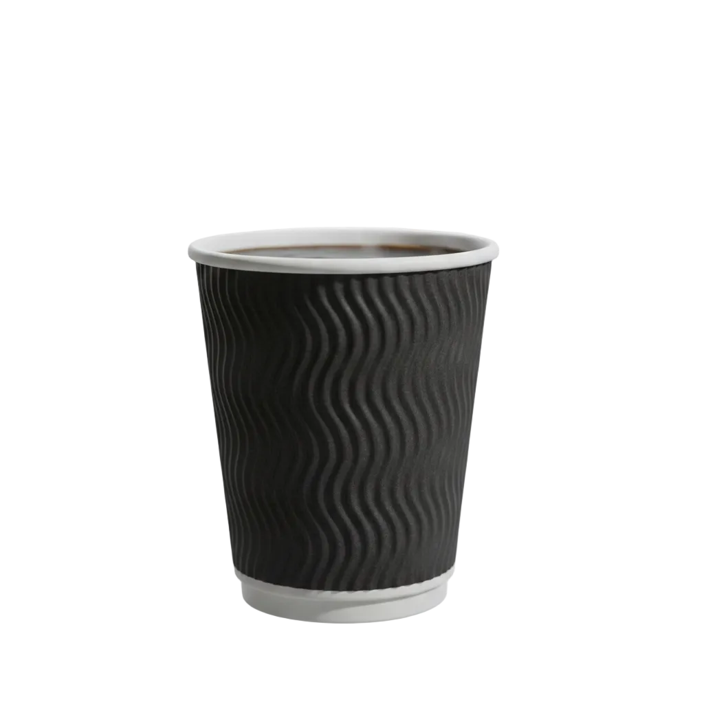 8oz Black Triple Wall (Ripple) Paper Cups (Without lids)