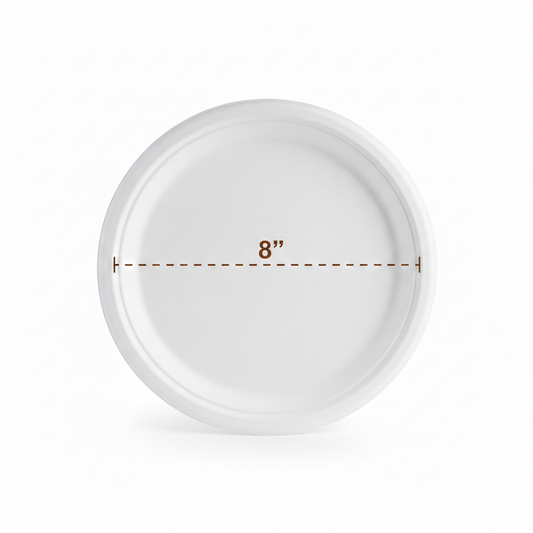 8" Round Sugarcane Bagasse Plates - Medium (20cm)