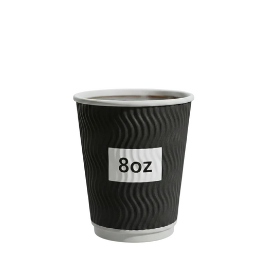 8oz Black Triple Wall (Ripple) Paper Cups (Without lids)