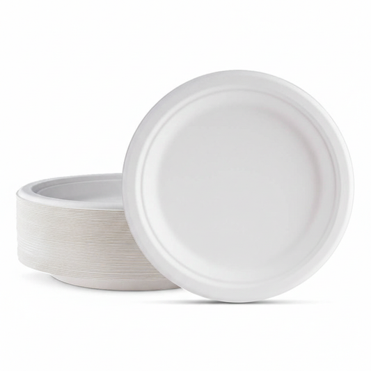 8" Round Sugarcane Bagasse Plates - Medium (20cm)