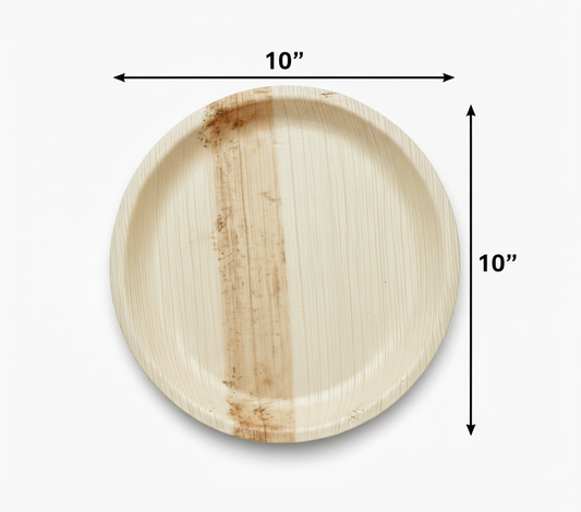 Large 10" (25cm) Round Palm Leaf Plate