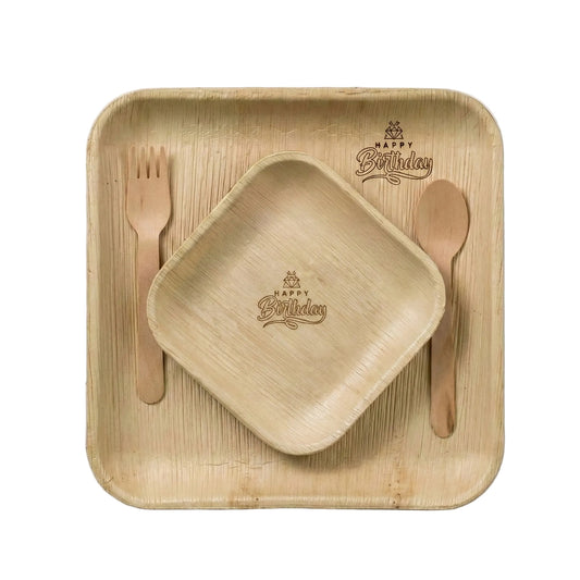 Happy Birthday - 10" Palm Leaf Plates