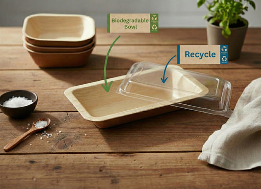 750ml Palm Leaf Containers with Recyclable rPET Lids