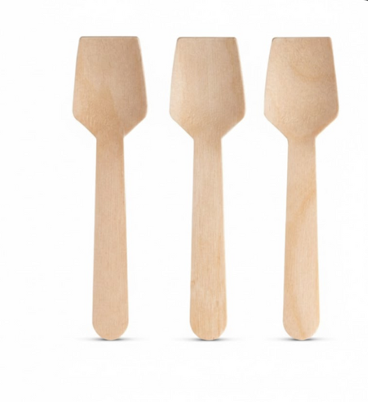 Disposable Wooden Dessert Spoons (9.5cm) - Spade