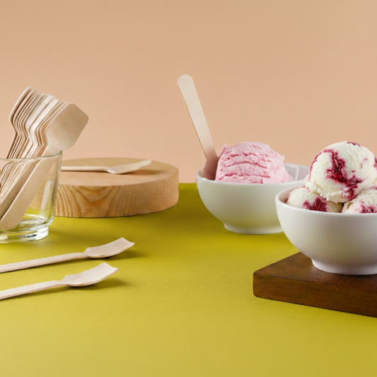 Disposable Wooden Dessert Spoons (9.5cm) - Spade